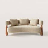 Modern Curved Upholstered Sofa with Wood Legs