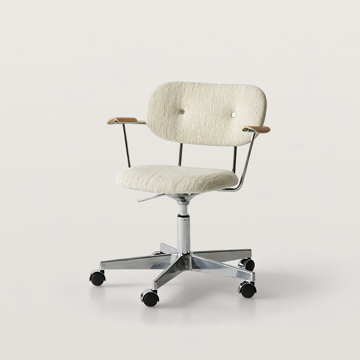 Modern Swivel Office Chair with Wooden Armrests