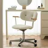 Modern Swivel Office Chair with Wooden Armrests