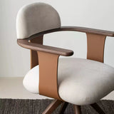 Mid-Century Office Chair with Leather and Fabric Mixed Cushion