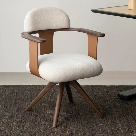 Mid-Century Office Chair with Leather and Fabric Mixed Cushion