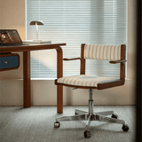 Mid-Century Modern Swivel Office Chair with Striped Fabric