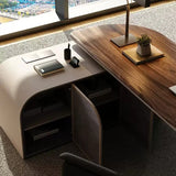 Modern Office Desk with Side Storage Cabinet