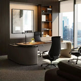 Modern Office Desk with Side Storage Cabinet