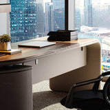Modern Office Desk with Side Storage Cabinet
