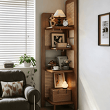 Mid-Century Corner Display Storage Rack for Home Organization