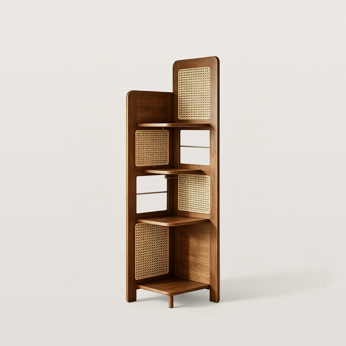 Mid-Century Corner Display Storage Rack for Home Organization