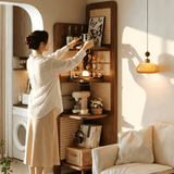 Mid-Century Corner Display Storage Rack for Home Organization
