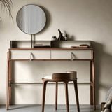 Mid-Century Modern Makeup Vanity with Leather Drawers