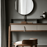 Mid-Century Modern Makeup Vanity with Leather Drawers
