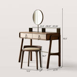 Mid-Century Modern Makeup Vanity with Leather Drawers