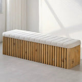 Slatted Wood Entryway Bench Shoe-changing Stool with Storage