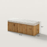 Slatted Wood Entryway Bench Shoe-changing Stool with Storage