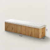 Slatted Wood Entryway Bench Shoe-changing Stool with Storage