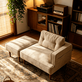 Mid-Century Lounge Sofa with Wood Legs and Back Cushion