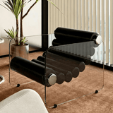 Modern Cylindrical Accent Chair with Glass Frame