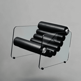 Modern Cylindrical Accent Chair with Glass Frame