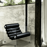 Modern Cylindrical Accent Chair with Glass Frame