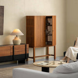 Modern Wood Sideboard with High Legs and Fluted Sides