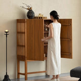 Modern Wood Sideboard with High Legs and Fluted Sides