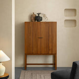 Modern Wood Sideboard with High Legs and Fluted Sides