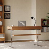 Modern Computer Desk with Drawers and Metal Legs