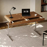 Modern Computer Desk with Drawers and Metal Legs