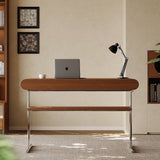 Modern Computer Desk with Drawers and Metal Legs