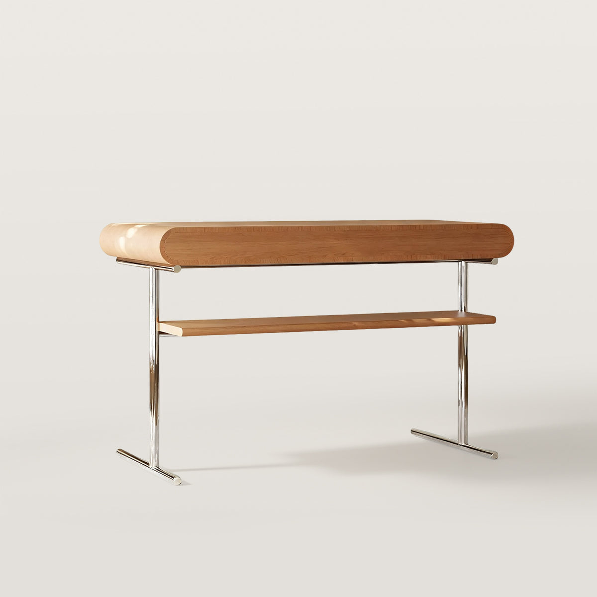 Modern Computer Desk with Drawers and Metal Legs
