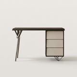 Modern Asymmetrical Computer Desk with Sleek Metal Legs