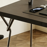 Modern Asymmetrical Computer Desk with Sleek Metal Legs