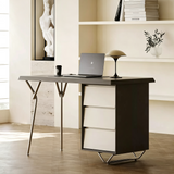Modern Asymmetrical Computer Desk with Sleek Metal Legs