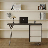 Modern Asymmetrical Computer Desk with Sleek Metal Legs