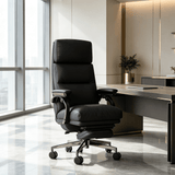 High-Back Executive Office Chair with Metal Base and Wheels