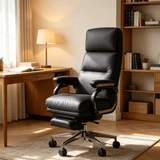 High-Back Executive Office Chair with Metal Base and Wheels