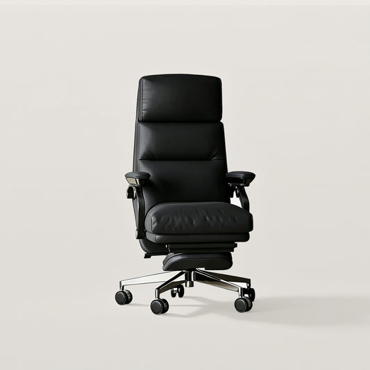 High-Back Executive Office Chair with Metal Base and Wheels