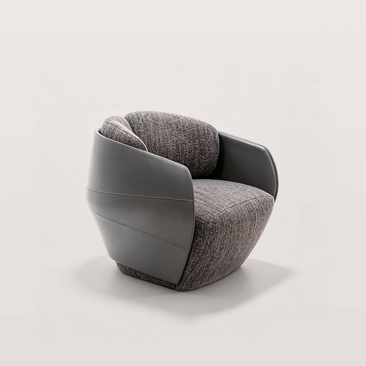 Modern Accent Chair with Leather and Fabric Material