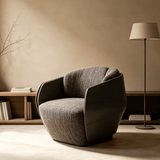 Modern Accent Chair with Leather and Fabric Material