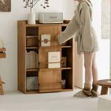 Mid-Century Wood Bookshelf with Magazine Rack