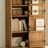 Mid-Century Wood Bookshelf with Magazine Rack