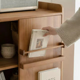 Mid-Century Wood Bookshelf with Magazine Rack