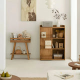 Mid-Century Wood Bookshelf with Magazine Rack