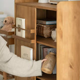Mid-Century Wood Bookshelf with Magazine Rack