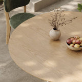 Round Dining Table with Stone Textured Pedestal