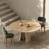 Round Dining Table with Stone Textured Pedestal