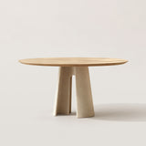 Round Dining Table with Stone Textured Pedestal