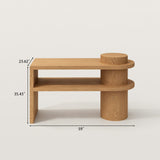 Sculptural Wood Display Table with Cylindrical Base