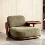 Mid-Century Wood Lounge Chair with Side Tray