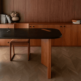 Mid-Century Two-Tone Dining Table with Sculptural Slab Legs