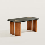 Mid-Century Two-Tone Dining Table with Sculptural Slab Legs
